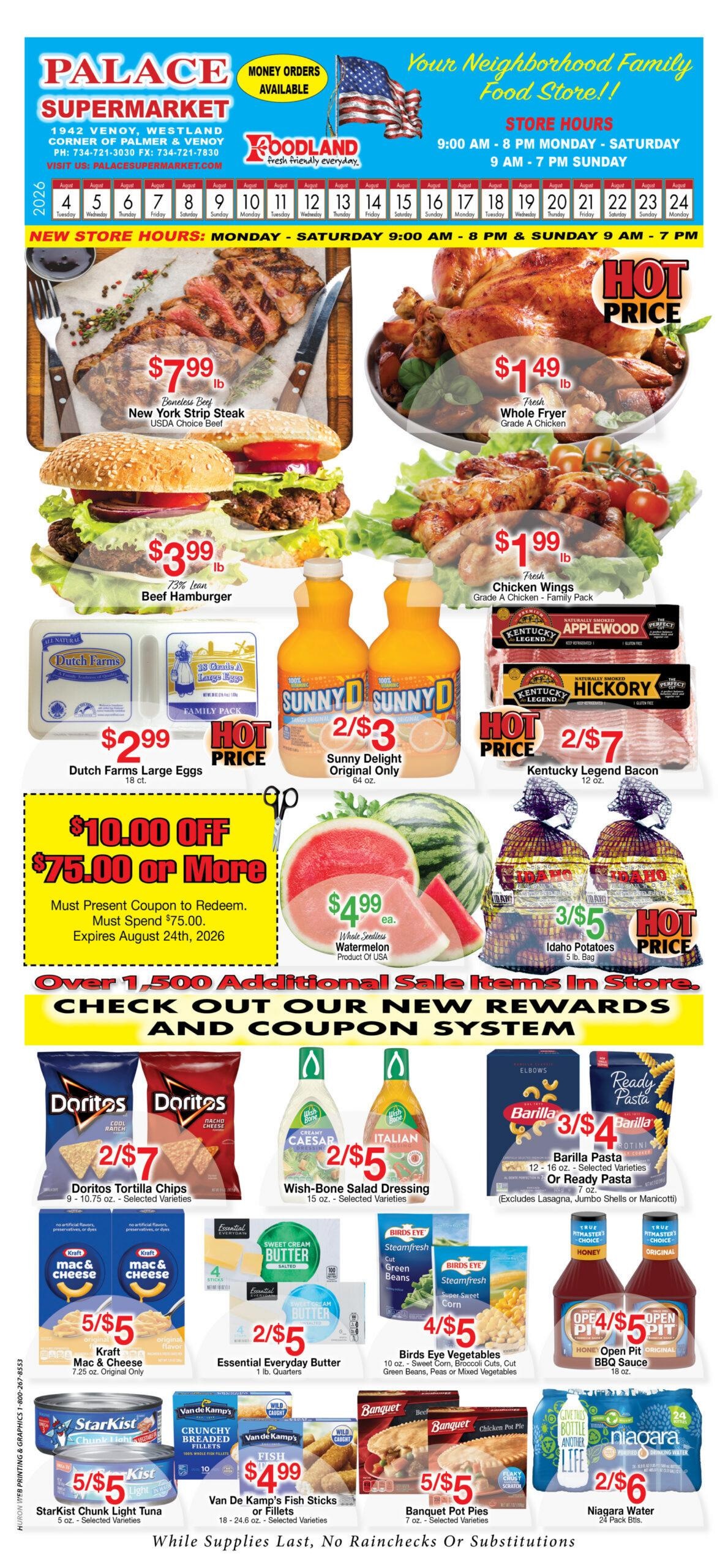 Palace & Foodmax Supermarket (Taylor–Dearborn Area, MI) Weekly Ad August 4 - 24, 2026