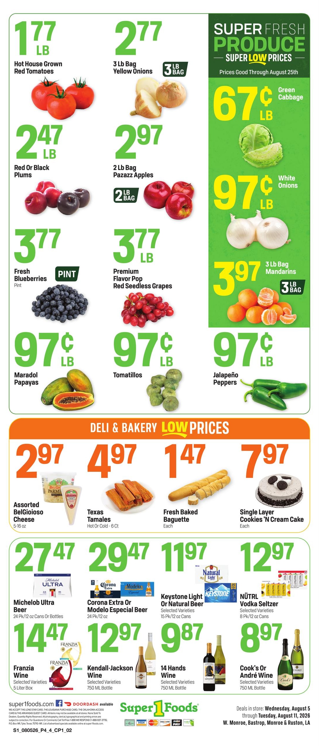 Super 1 Foods & Discount Pharmacy Weekly Ad August 5 - 11, 2026