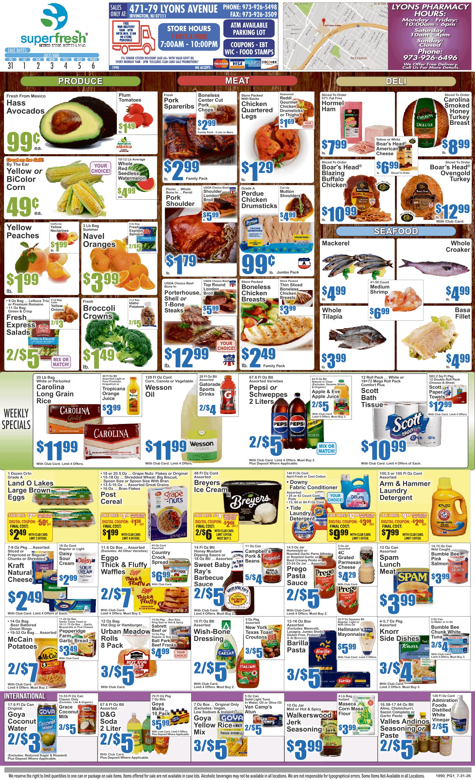 SuperFresh Supermarkets (Irvington, NJ) Weekly Ad July 31 - August 6, 2026