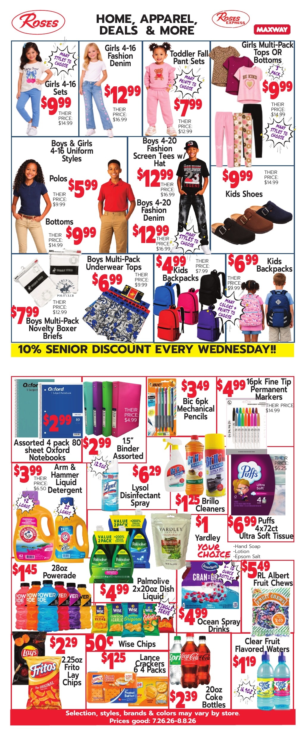 Roses Discount Stores Weekly Ad August 2 - 8, 2026
