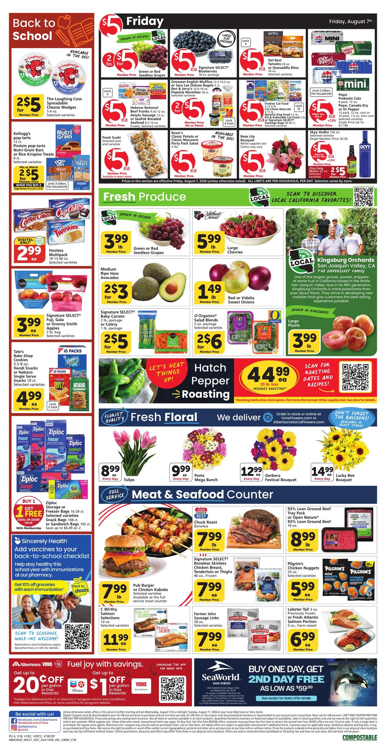Vons (Duarte–Monrovia Area, CA) Weekly Ad August 5 - 11, 2026