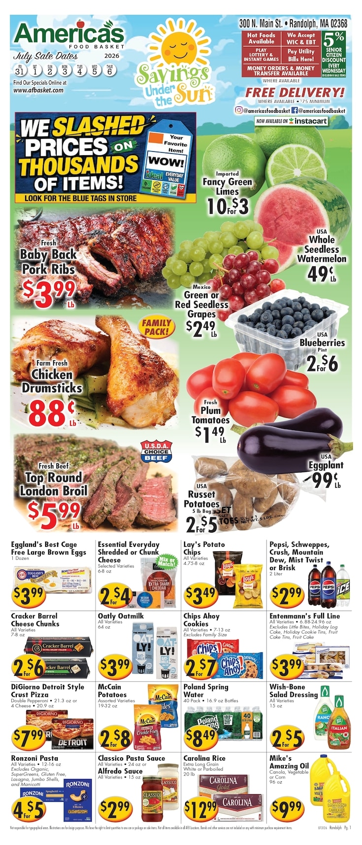America's Food Basket (300 N Main st, Randolph, MA) Weekly Ad July 31 - August 6, 2026