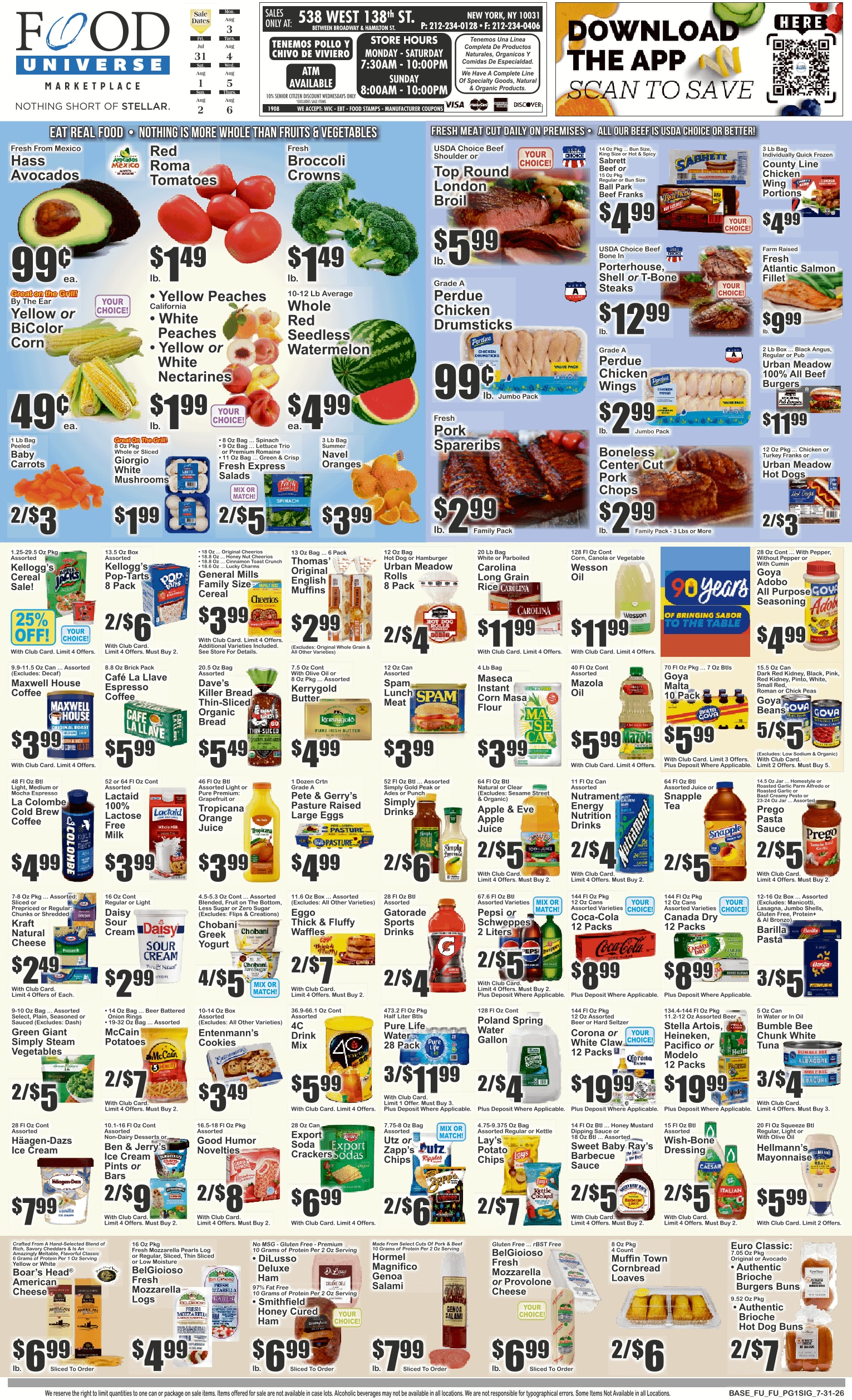 Food Universe (1486 Lexington Ave., New York, NY) Weekly Ad July 31 - August 6, 2026
