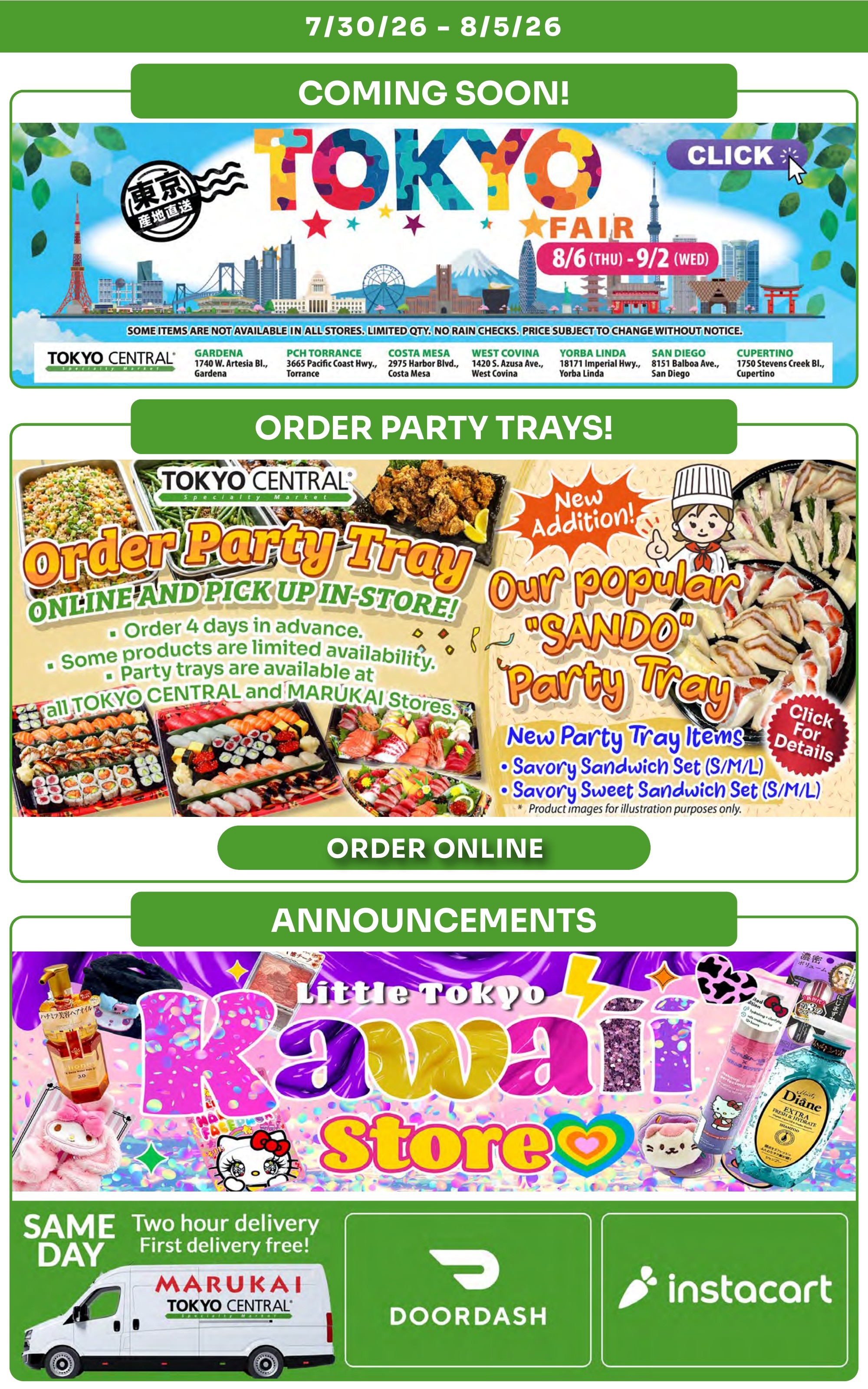 Tokyo Central and Marukai (California) Weekly Ad July 30 - August 5, 2026