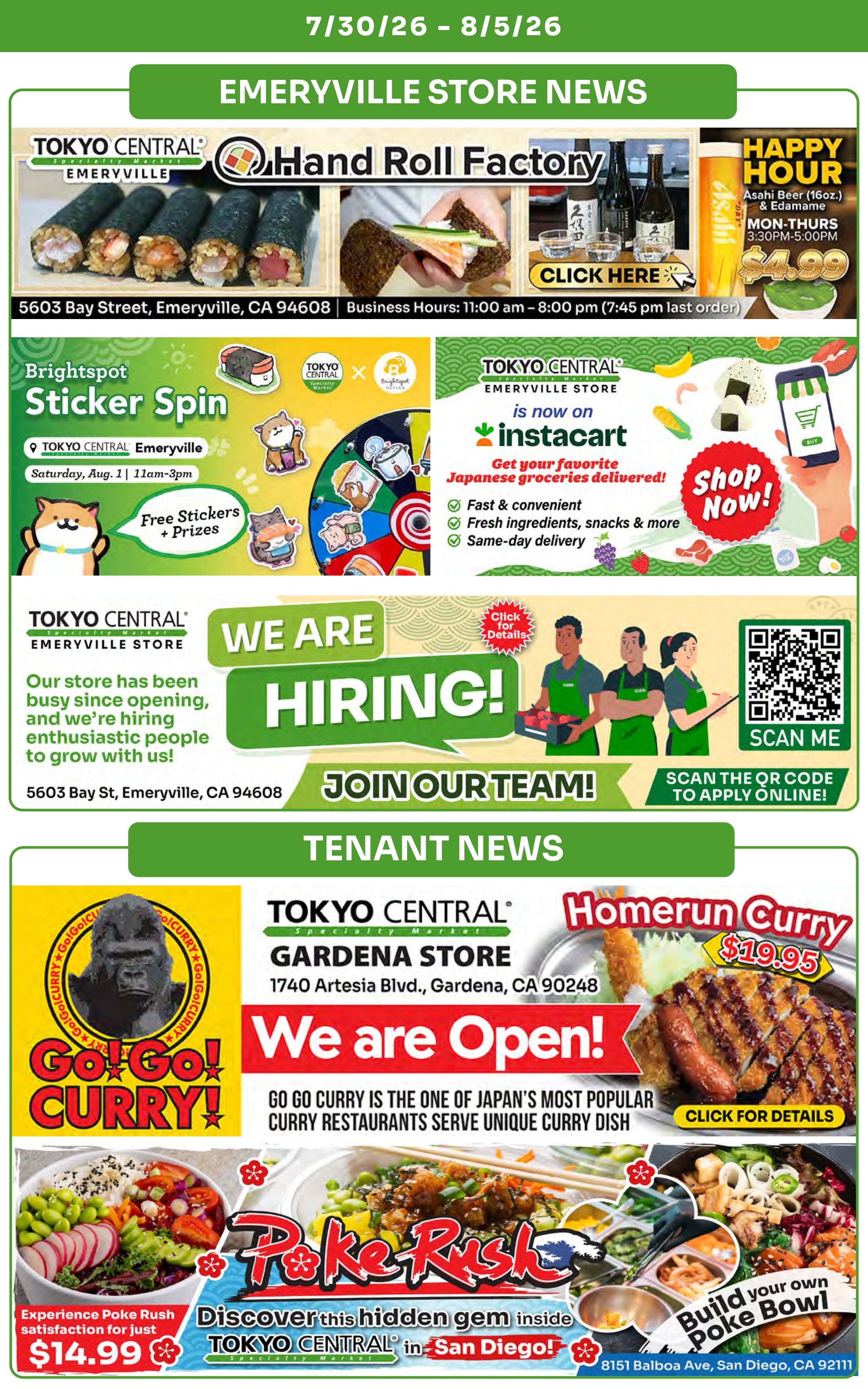 Tokyo Central and Marukai (California) Weekly Ad July 30 - August 5, 2026