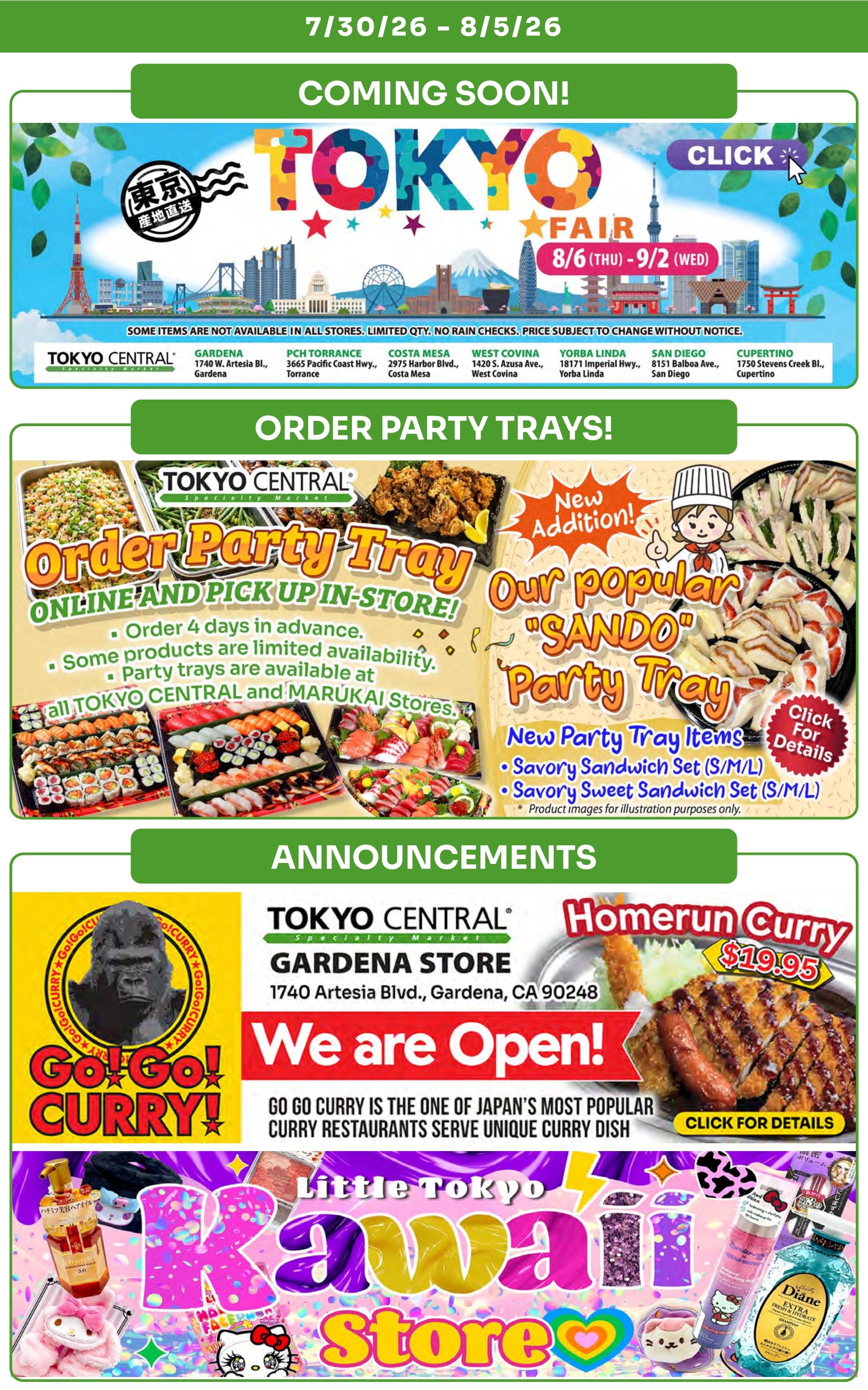 Tokyo Central and Marukai (California) Weekly Ad July 30 - August 5, 2026