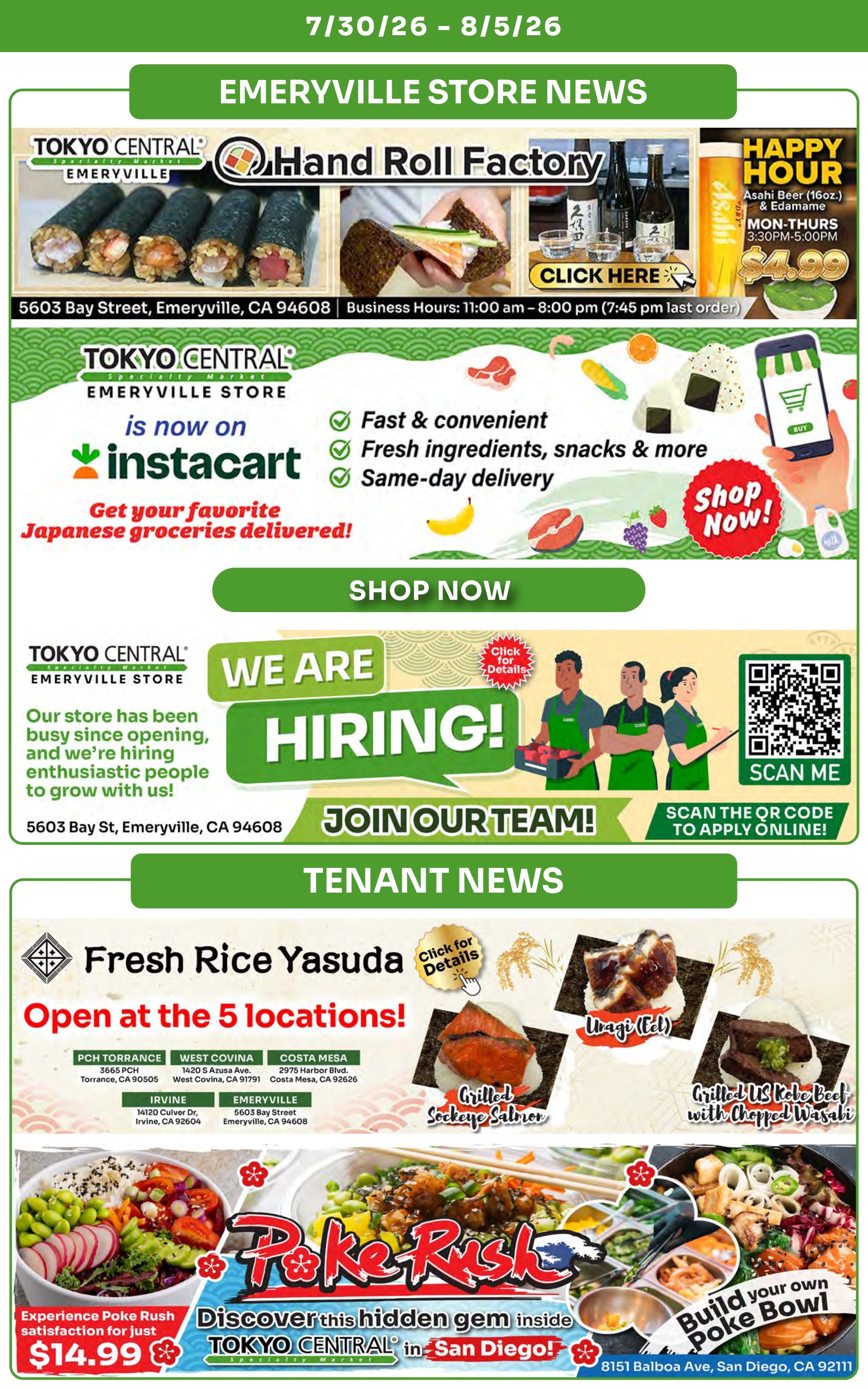 Tokyo Central and Marukai (California) Weekly Ad July 30 - August 5, 2026