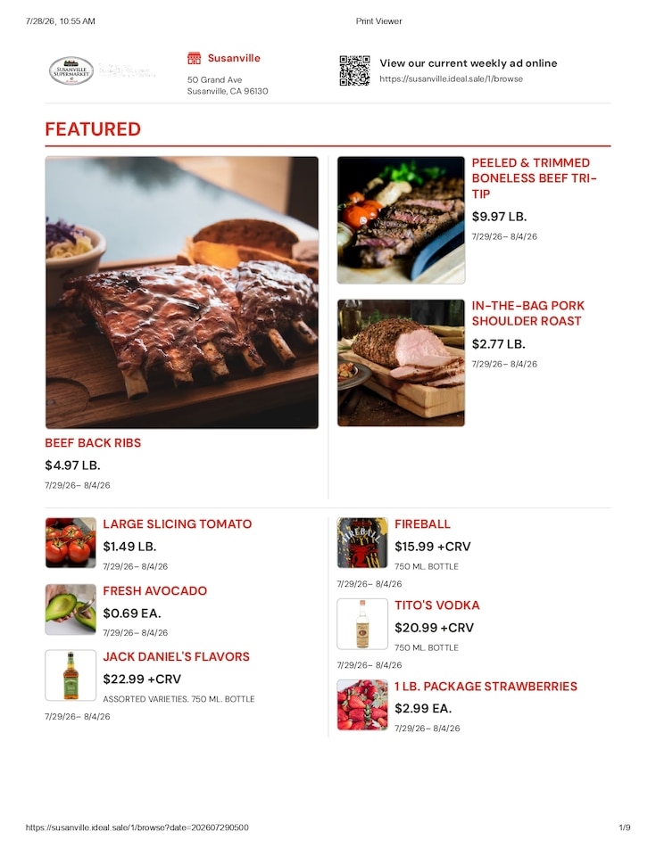 Susanville Supermarket IGA Weekly Ad July 29 - August 4, 2026