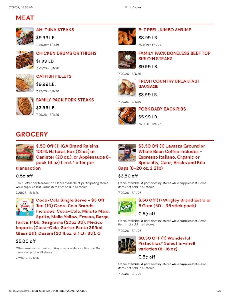 Susanville Supermarket IGA Weekly Ad July 29 - August 4, 2026