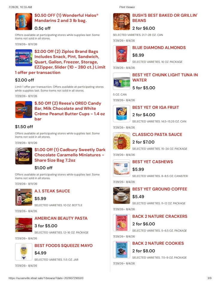 Susanville Supermarket IGA Weekly Ad July 29 - August 4, 2026