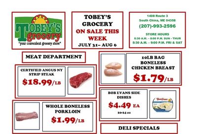 Tobey's Grocery Weekly Ad July 31 - August 6, 2026