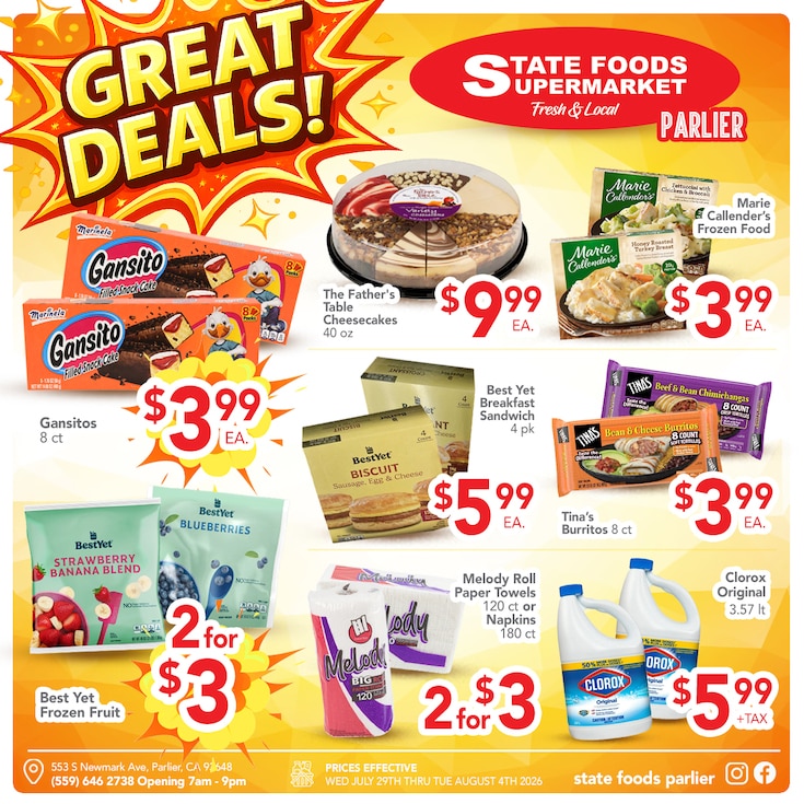 State Foods Supermarket (553 S. Newmark Ave., Parlier, CA) Weekly Ad July 29 - August 4, 2026