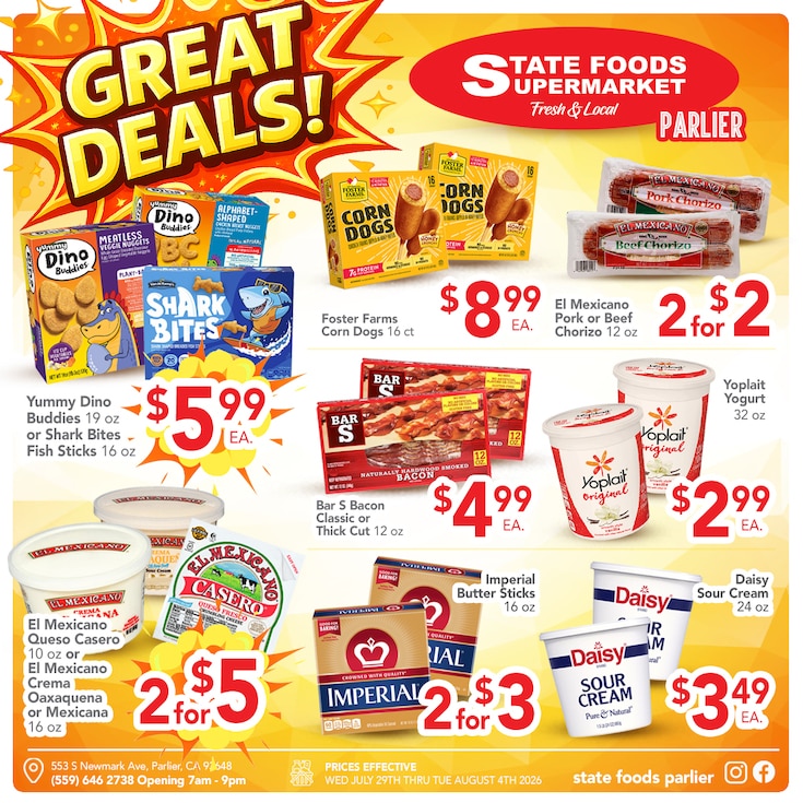 State Foods Supermarket (553 S. Newmark Ave., Parlier, CA) Weekly Ad July 29 - August 4, 2026
