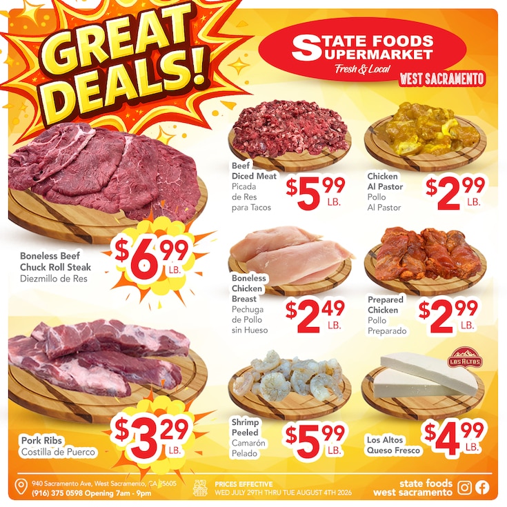 State Foods Supermarket (940 Sacramento Ave, West Sacramento, CA) Weekly Ad July 29 - August 4, 2026