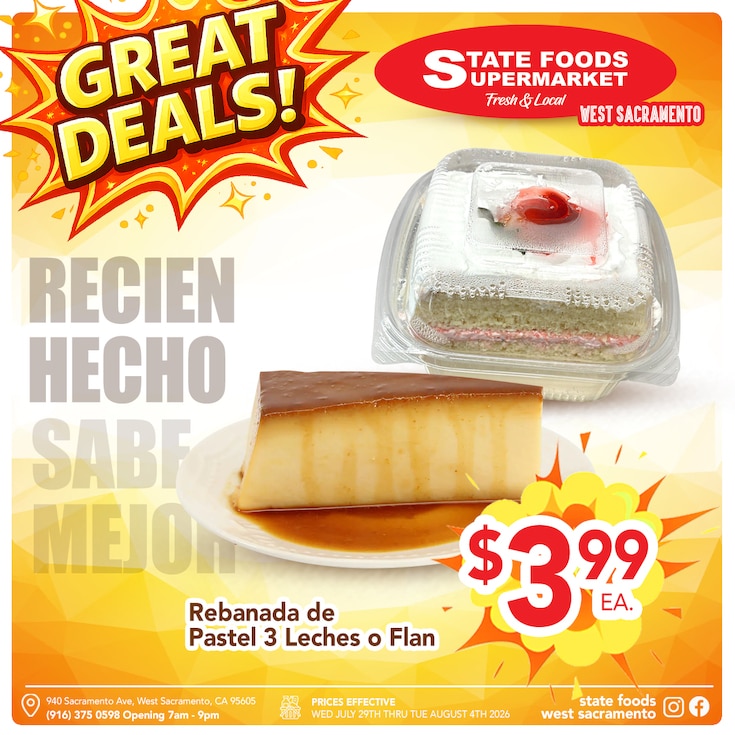 State Foods Supermarket (940 Sacramento Ave, West Sacramento, CA) Weekly Ad July 29 - August 4, 2026