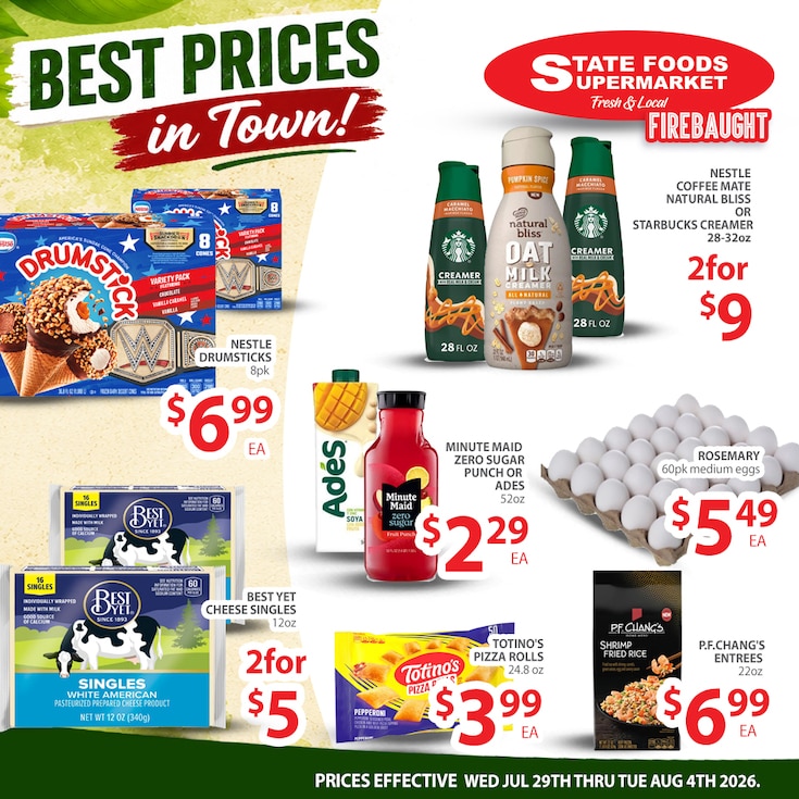 State Foods Supermarket (944 O St., Firebaugh, CA) Weekly Ad July 29 - August 4, 2026
