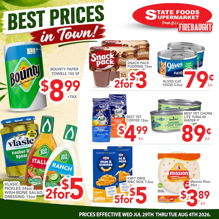 State Foods Supermarket (944 O St., Firebaugh, CA) Weekly Ad July 29 - August 4, 2026