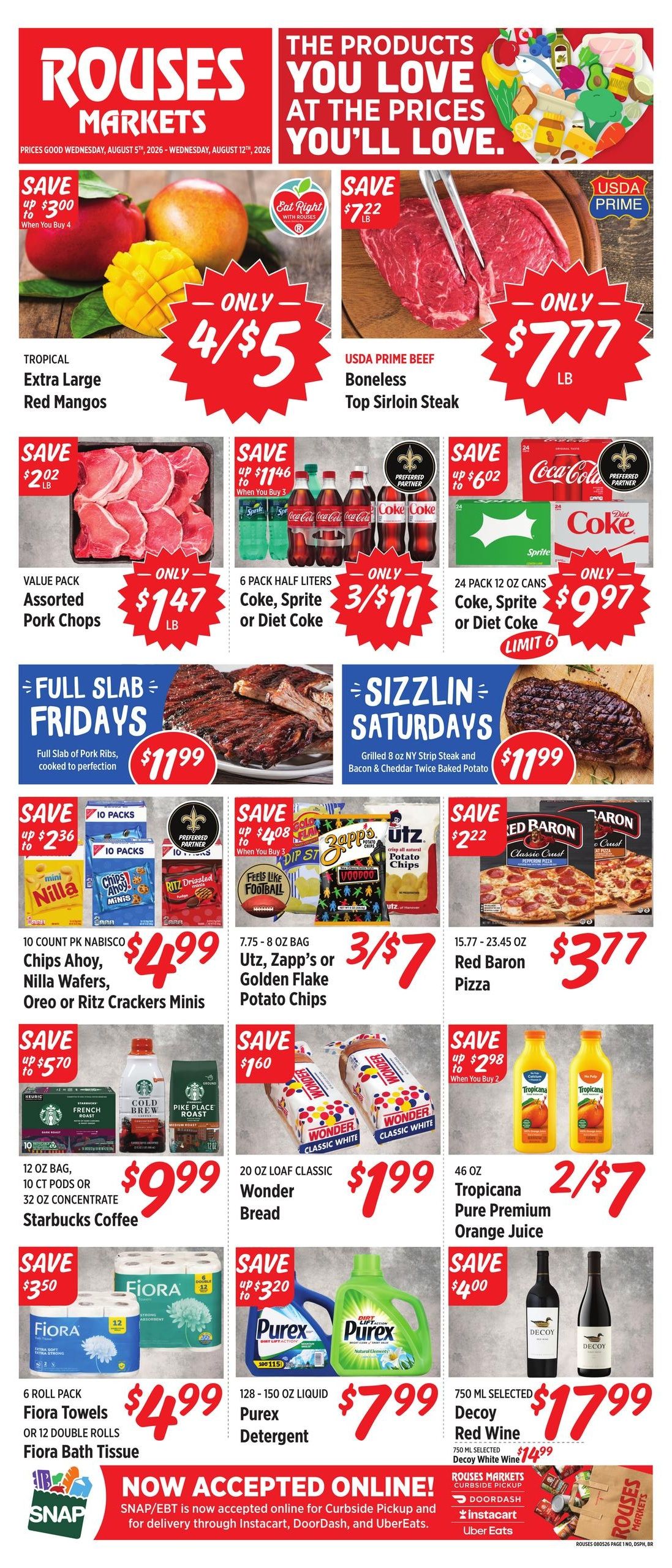 Rouses Supermarkets (Baton Rouge-New Orleans Area, LA) Weekly Ad August 5 - 12, 2026