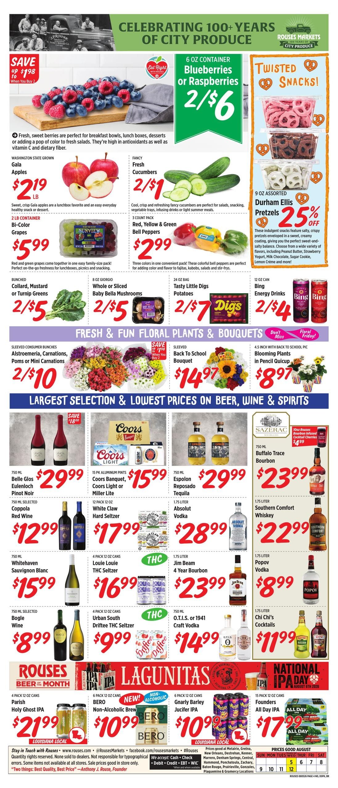 Rouses Supermarkets (Baton Rouge-New Orleans Area, LA) Weekly Ad August 5 - 12, 2026