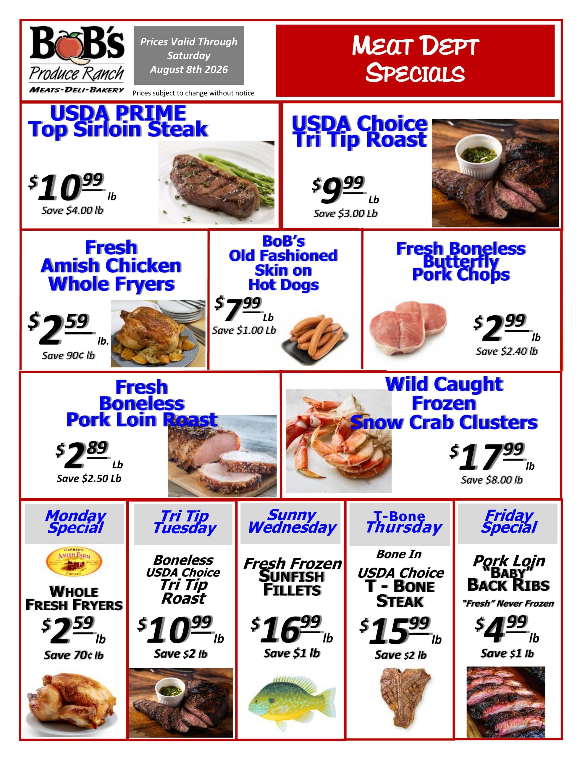 BoB's Produce Ranch Weekly Ad August 2 - 8, 2026