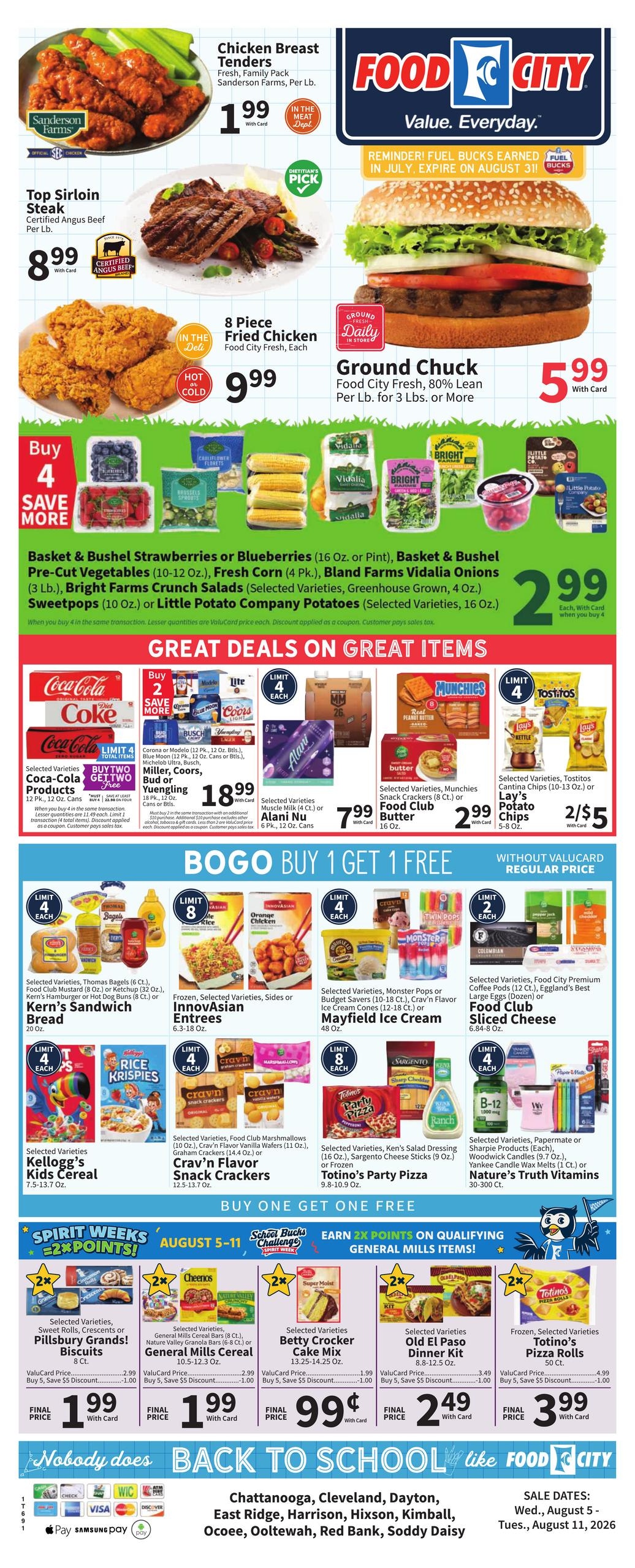 FoodCity (Chattanooga Area, TN) Weekly Ad August 5 - 11, 2026