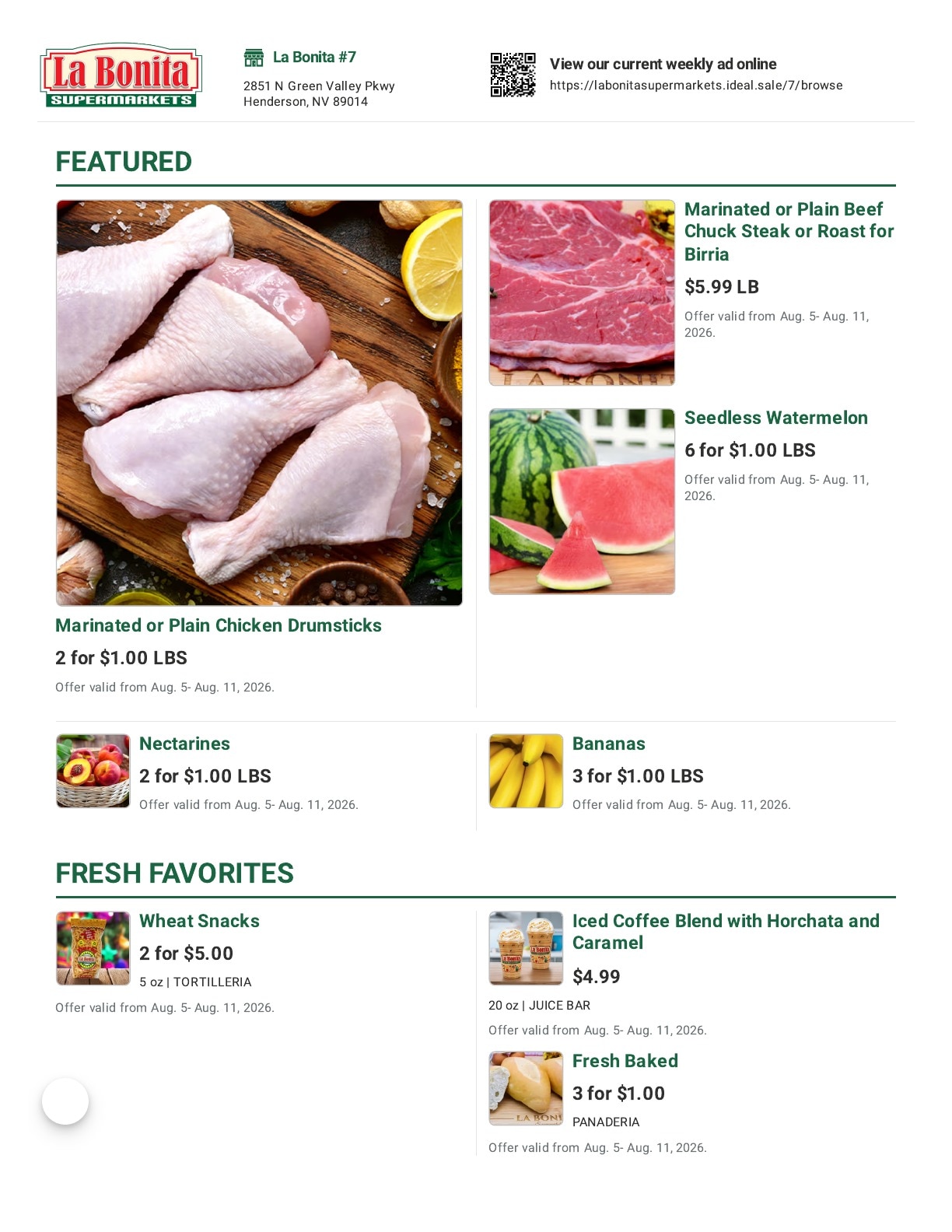 La Bonita Supermarkets Weekly Ad August 5 - 11, 2026