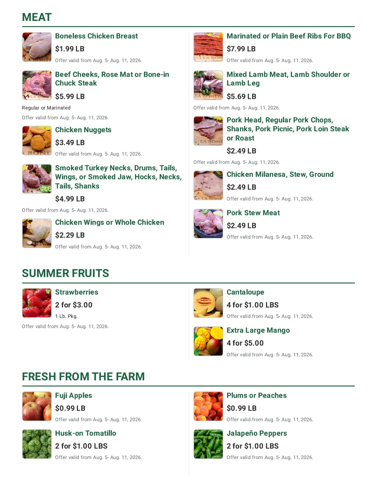 La Bonita Supermarkets Weekly Ad August 5 - 11, 2026