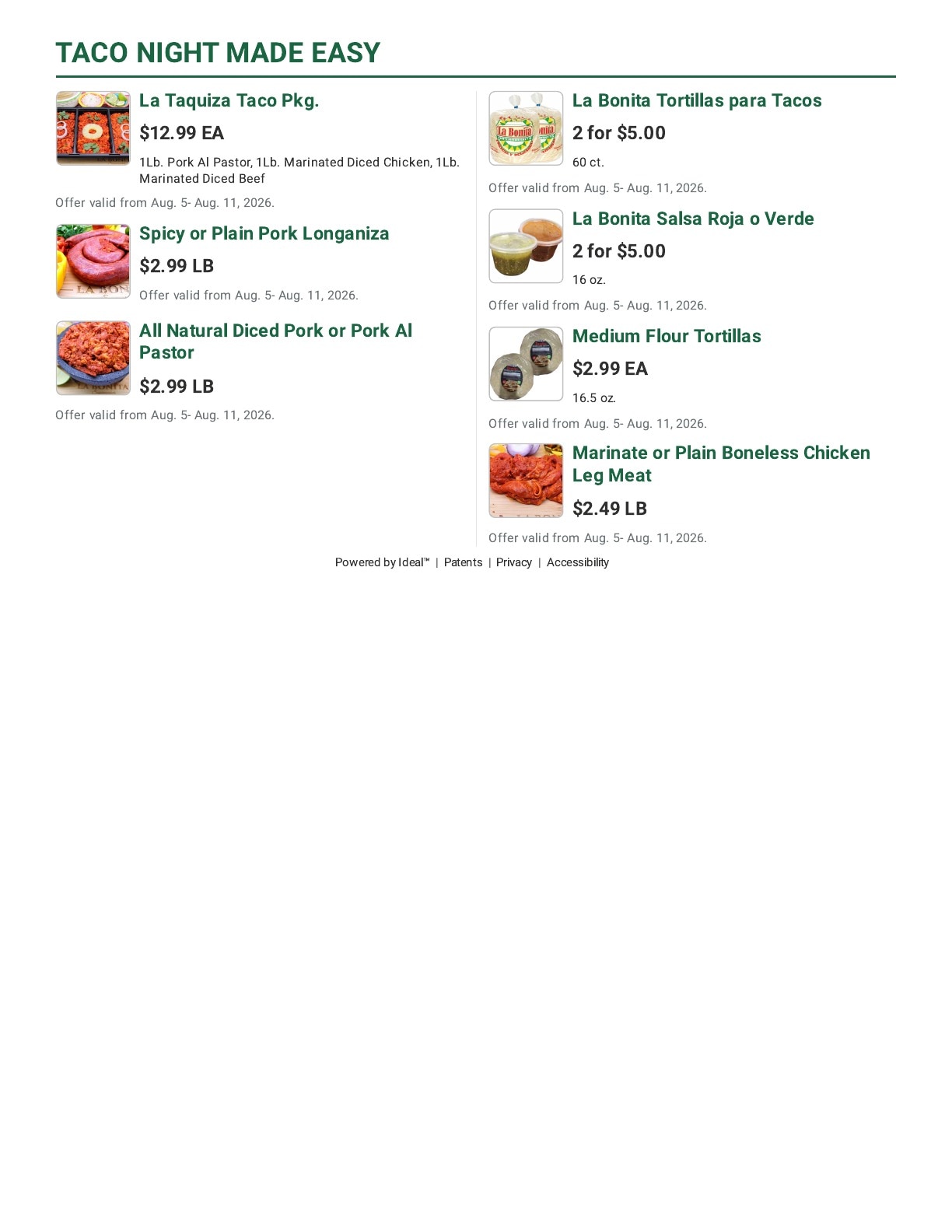 La Bonita Supermarkets Weekly Ad August 5 - 11, 2026