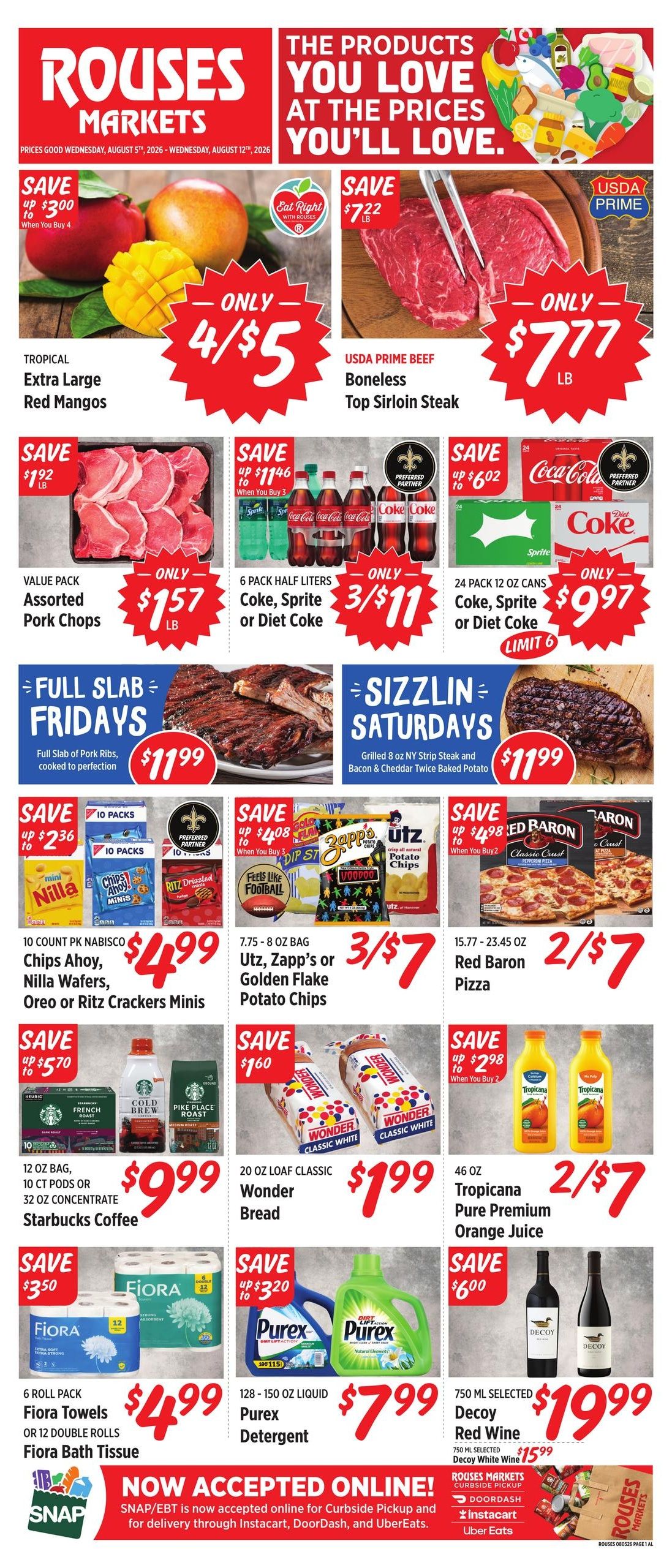 Rouses Supermarkets (Pensacola–Seminole Area, AL–FL) Weekly Ad August 5 - 12, 2026