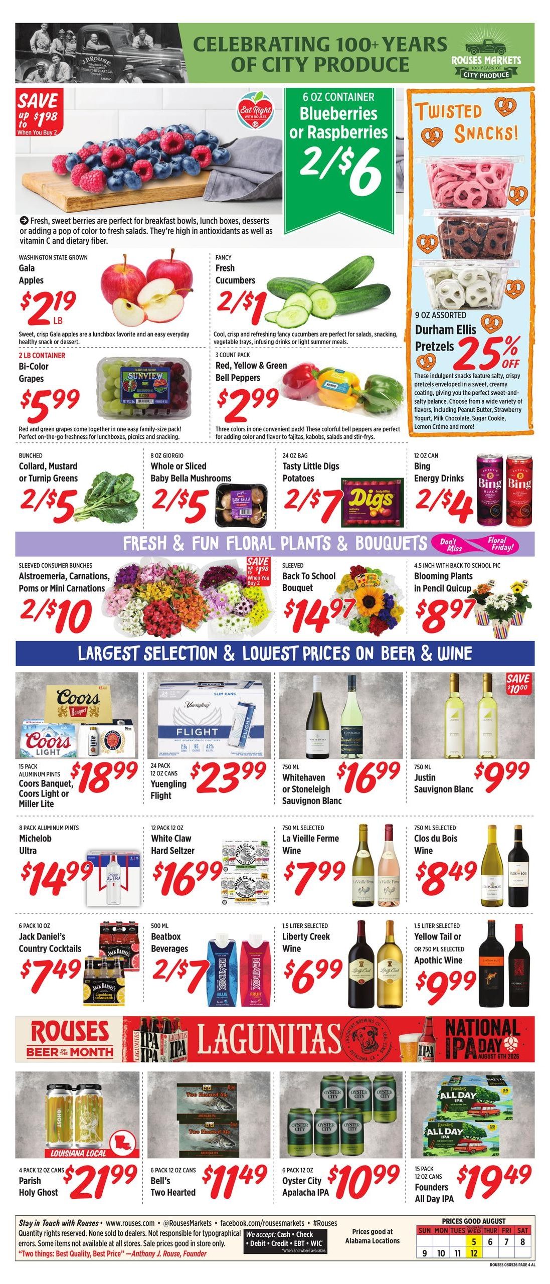 Rouses Supermarkets (Pensacola–Seminole Area, AL–FL) Weekly Ad August 5 - 12, 2026