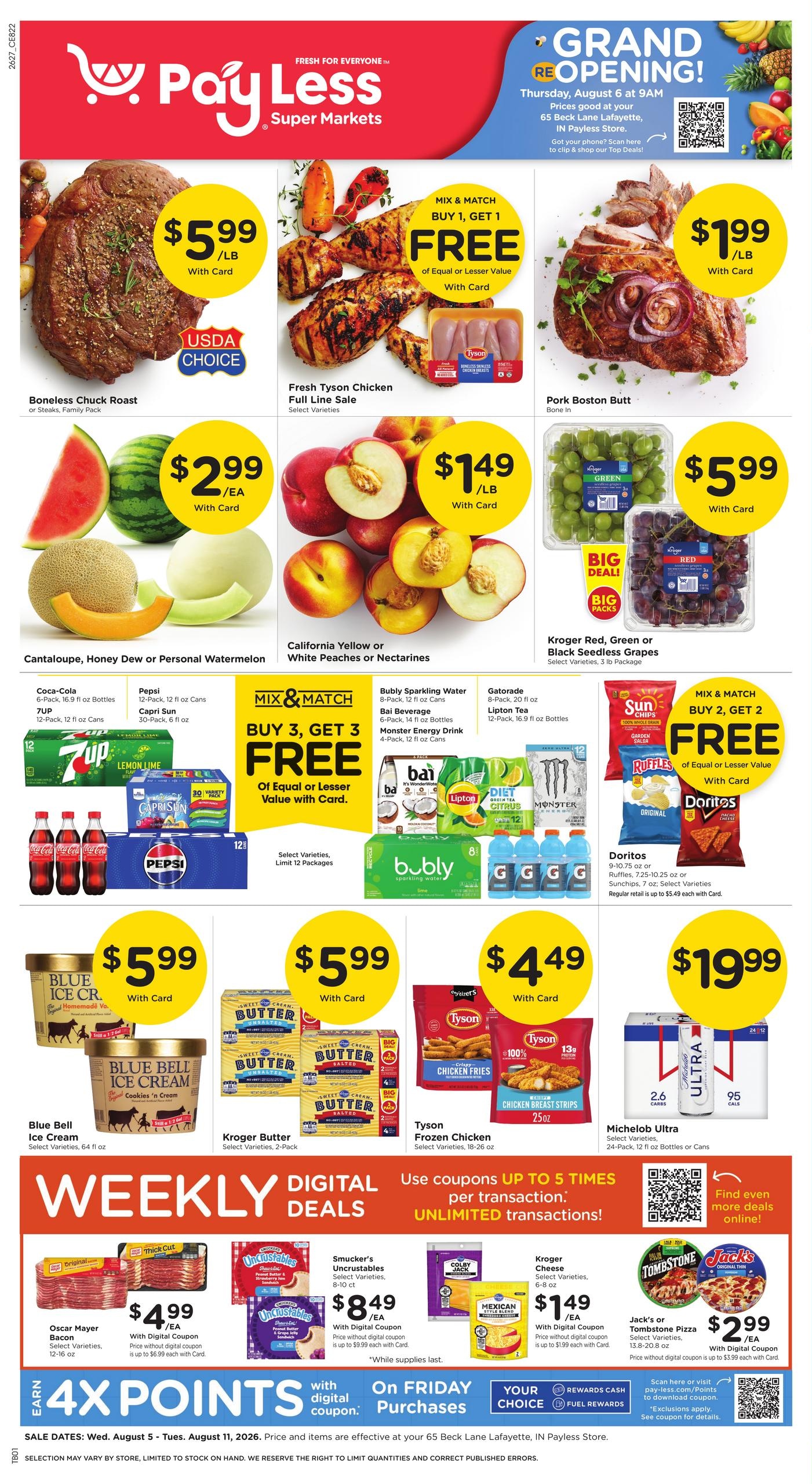 Pay Less Super Markets Weekly Ad August 5 - 11, 2026