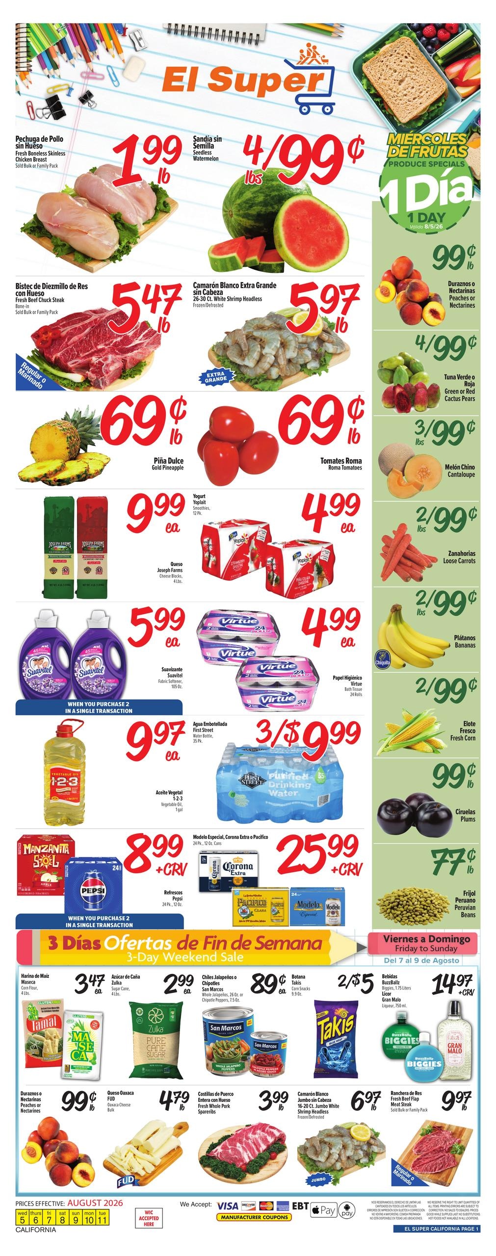 El Super (Alhambra Area, CA) Weekly Ad August 5 - 11, 2026