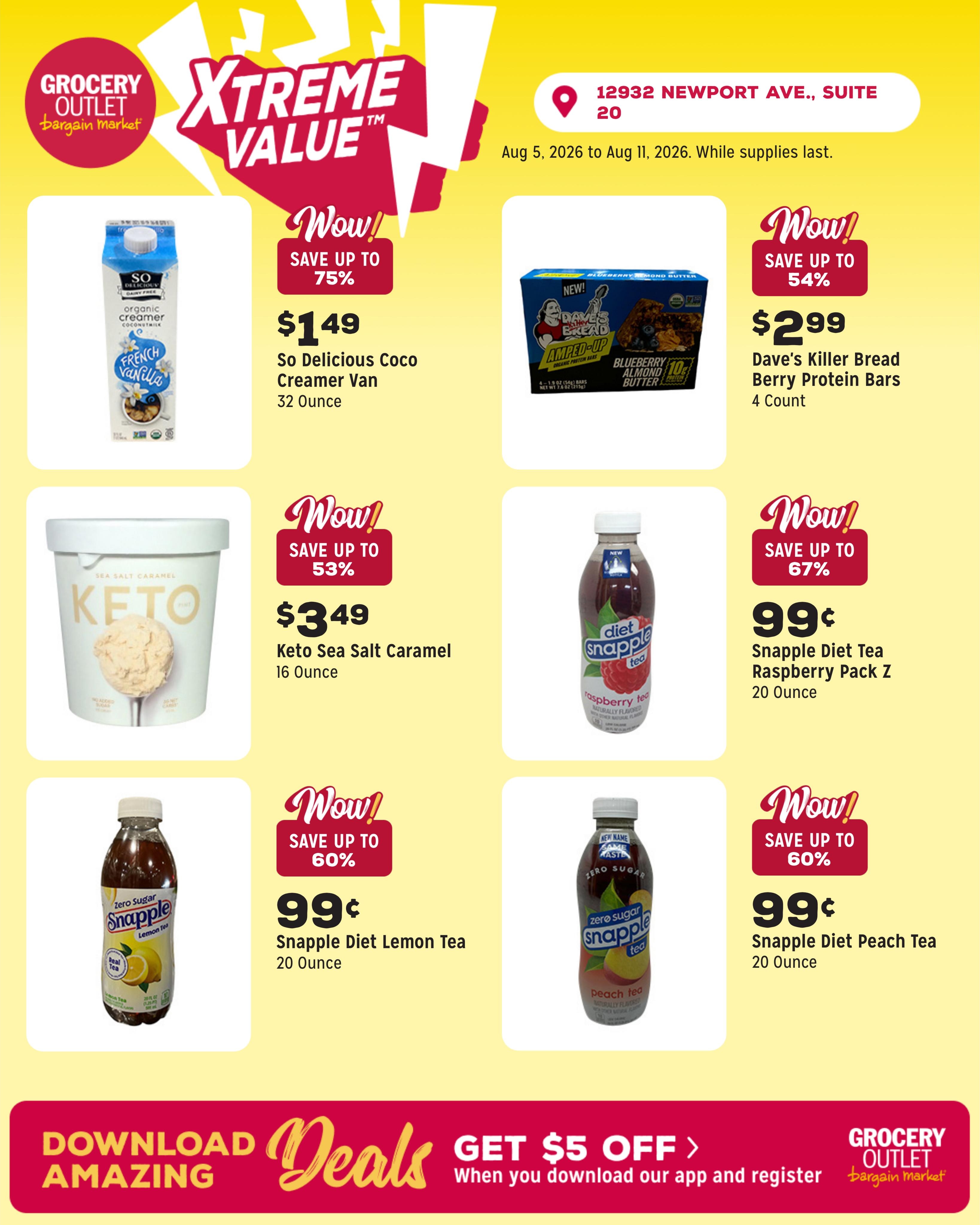 Grocery Outlet (Irvine–Orange Area, CA) Weekly Ad August 5 - 11, 2026