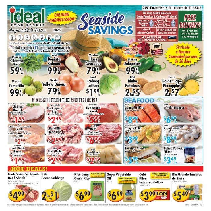 Ideal Food Basket (2750 Davie Blvd, Fort Lauderdale, FL) Weekly Ad August 5 - 11, 2026