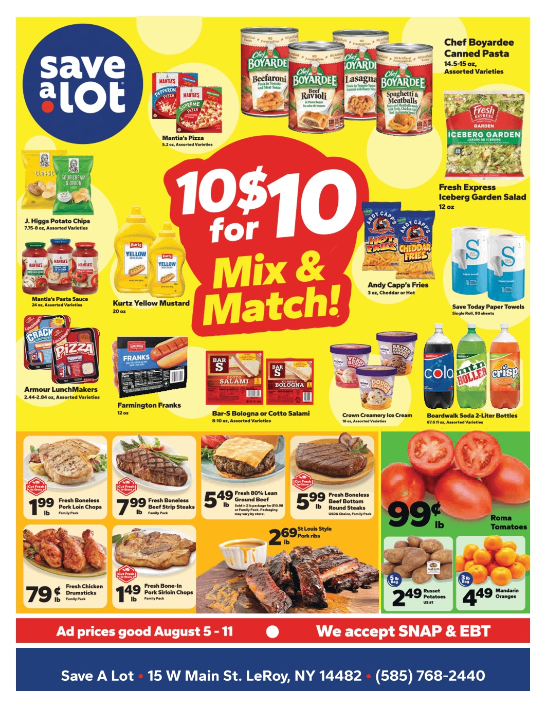 Save a Lot Food Stores (LeRoy, NY) Weekly Ad August 5 - 11, 2026