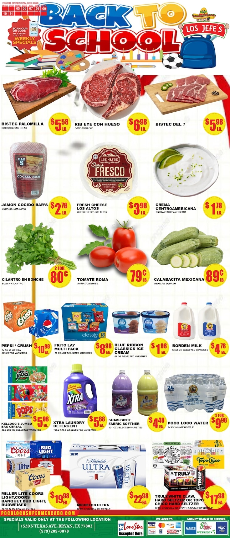 Poco Loco Supermercado (1520 N Texas Ave., Bryan, TX) Weekly Ad August 5 - 11, 2026