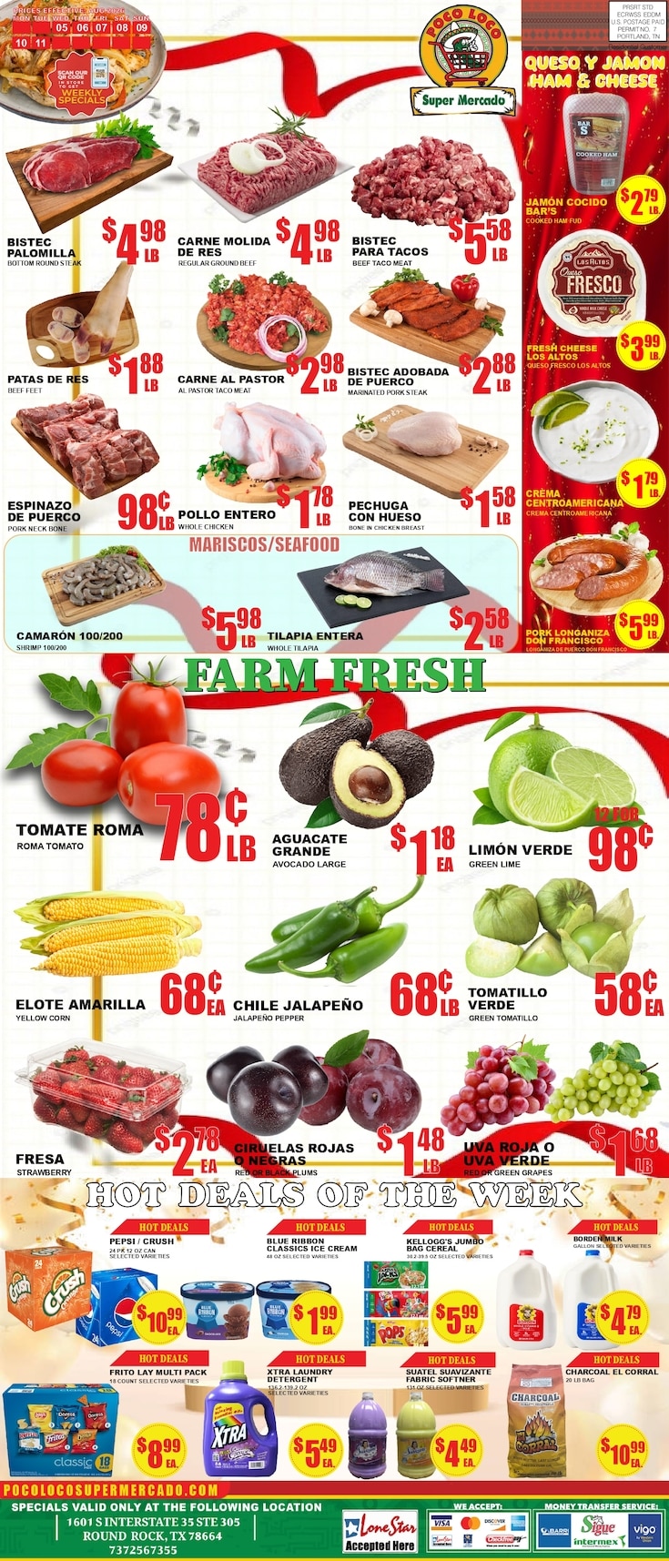 Poco Loco Supermercado (1601 S. Interstate Hwy 35, Suite 305, Round Rock, TX) Weekly Ad August 5 - 11, 2026