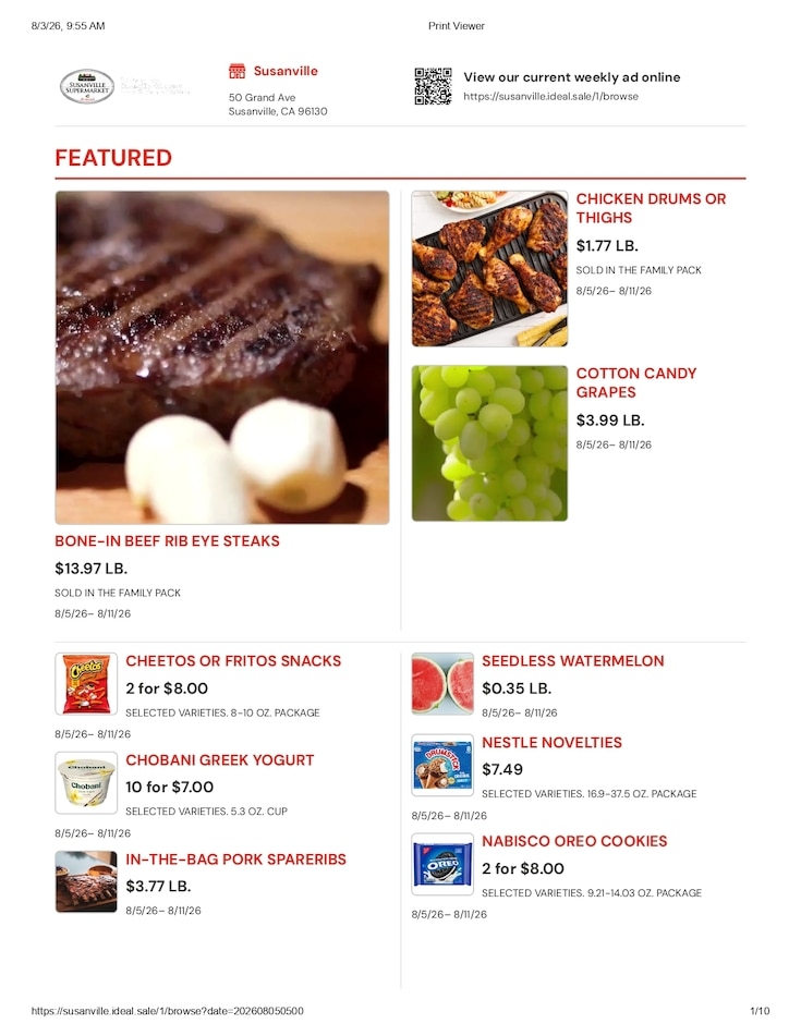 Susanville Supermarket IGA Weekly Ad August 5 - 11, 2026