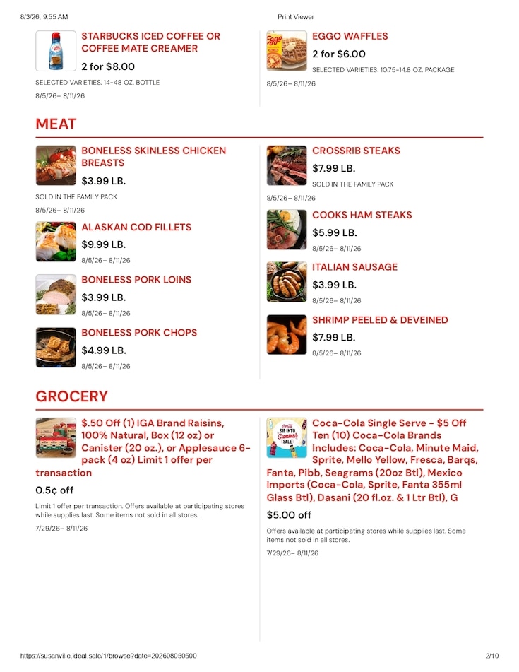 Susanville Supermarket IGA Weekly Ad August 5 - 11, 2026
