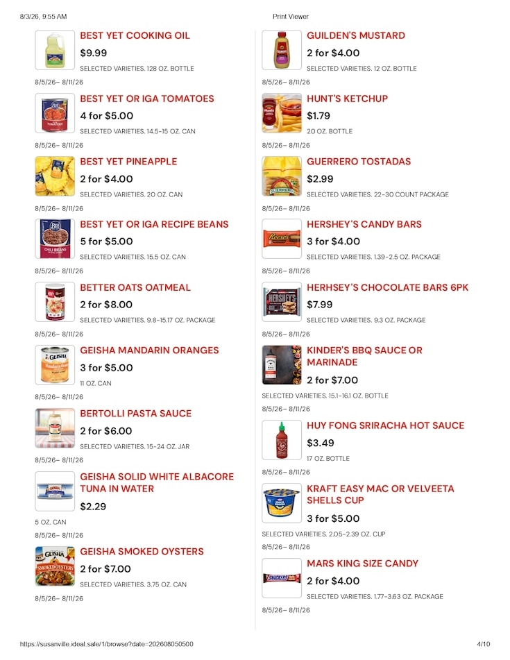 Susanville Supermarket IGA Weekly Ad August 5 - 11, 2026