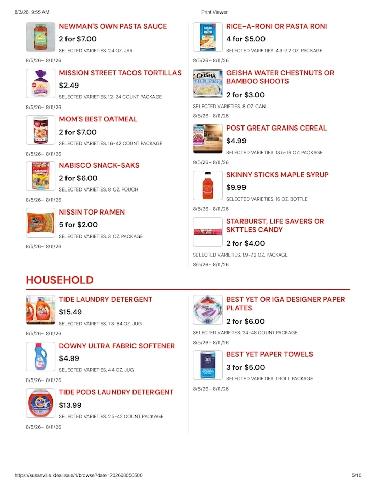 Susanville Supermarket IGA Weekly Ad August 5 - 11, 2026