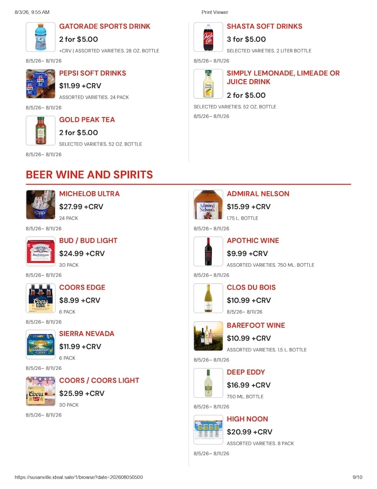 Susanville Supermarket IGA Weekly Ad August 5 - 11, 2026