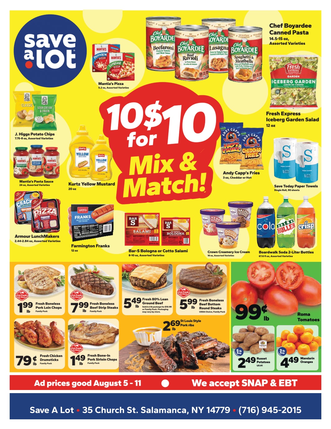 Save a Lot Food Stores (Salamanca, NY) Weekly Ad August 5 - 11, 2026