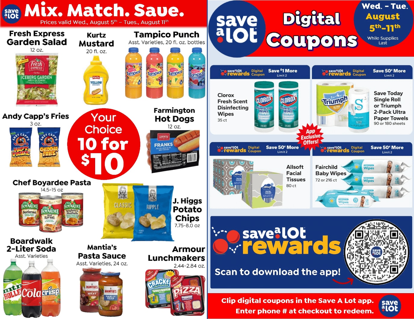 Save a Lot Food Stores (Chaffee and other locations, NY) Weekly Ad August 5 - 11, 2026