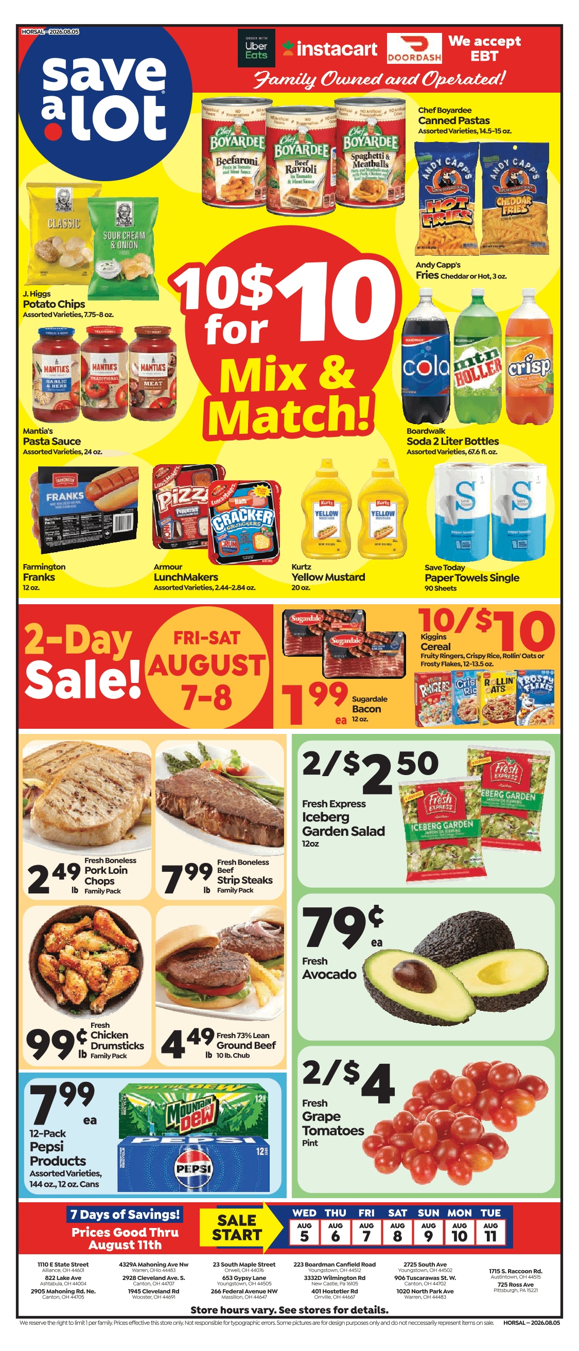 Save a Lot Food Stores (Alliance and other locations, OH) Weekly Ad August 5 - 11, 2026