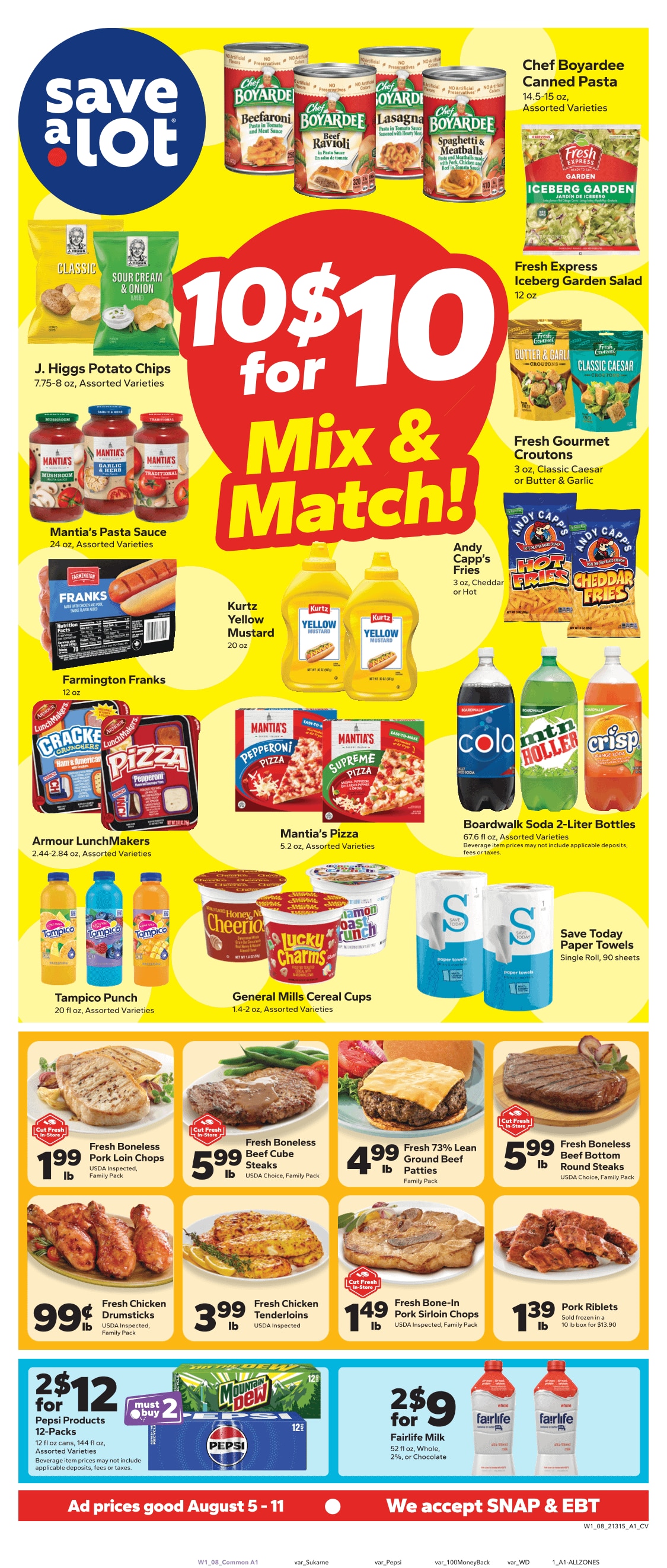 Save a Lot Food Stores (Hammond and Valparaiso, IN) Weekly Ad August 5 - 11, 2026