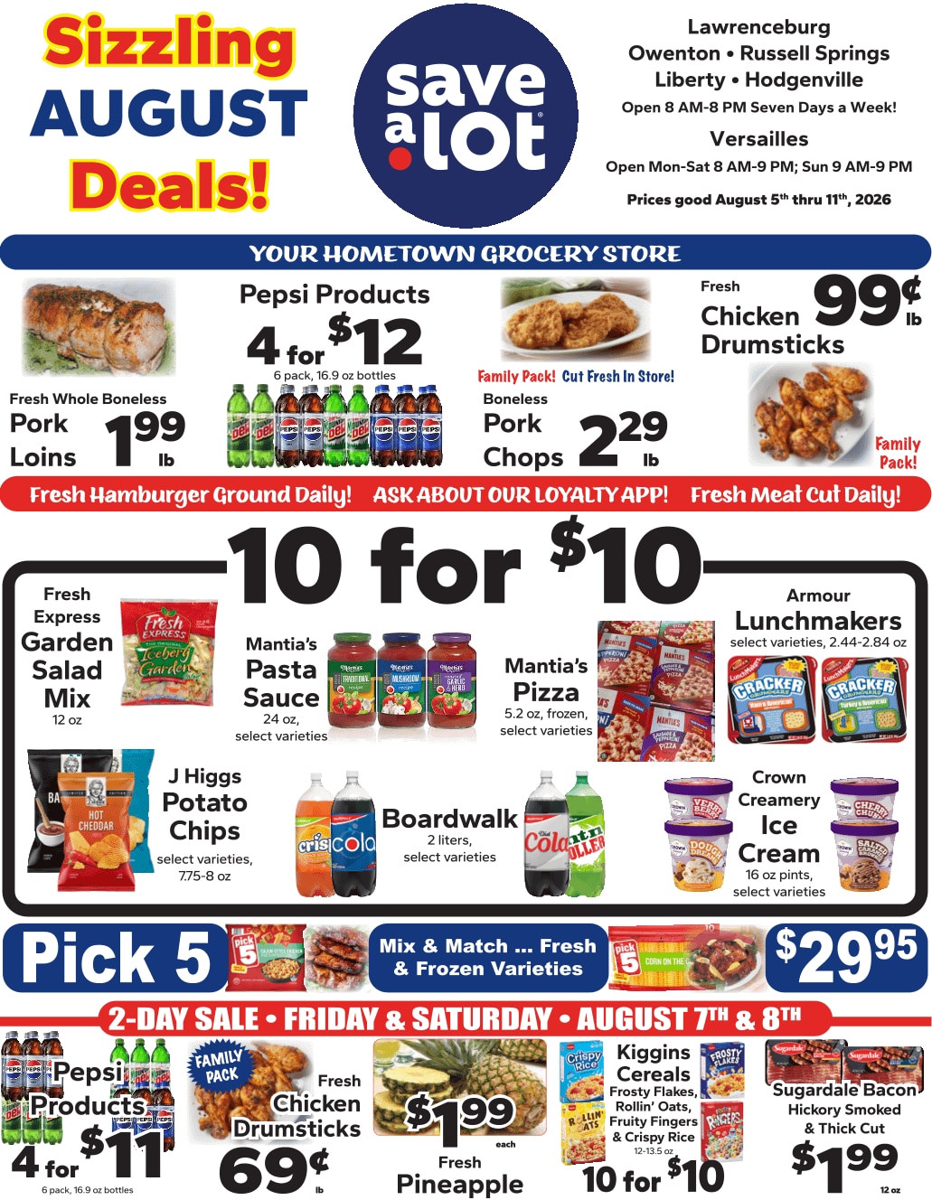 Save a Lot Food Stores (Hodgenville and Lawrenceburg, KY) Weekly Ad August 5 - 11, 2026