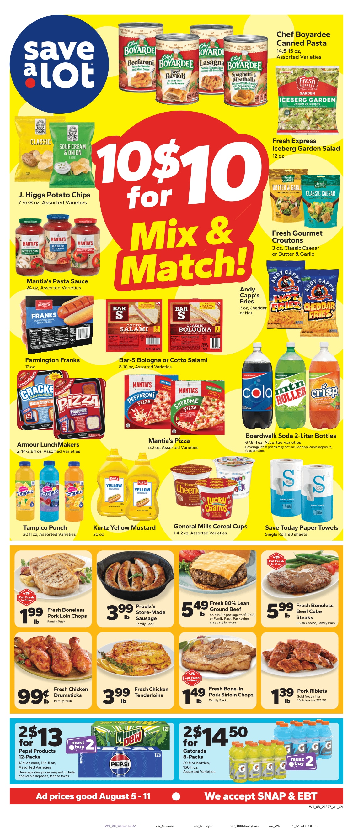 Save a Lot Food Stores (Wellsville, NY) Weekly Ad August 5 - 11, 2026