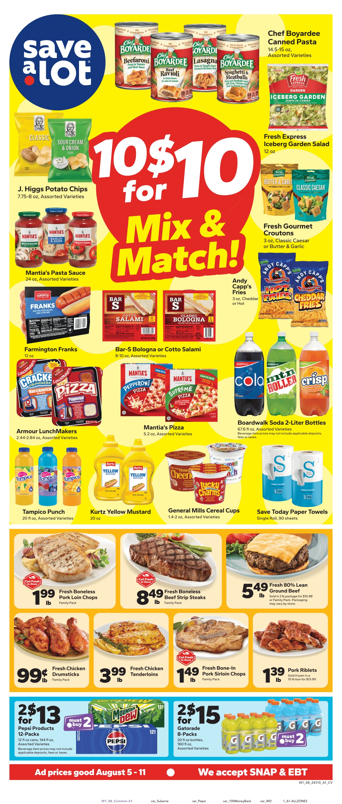 Save a Lot Food Stores (Cutlerville and Marshall, MI) Weekly Ad August 5 - 11, 2026
