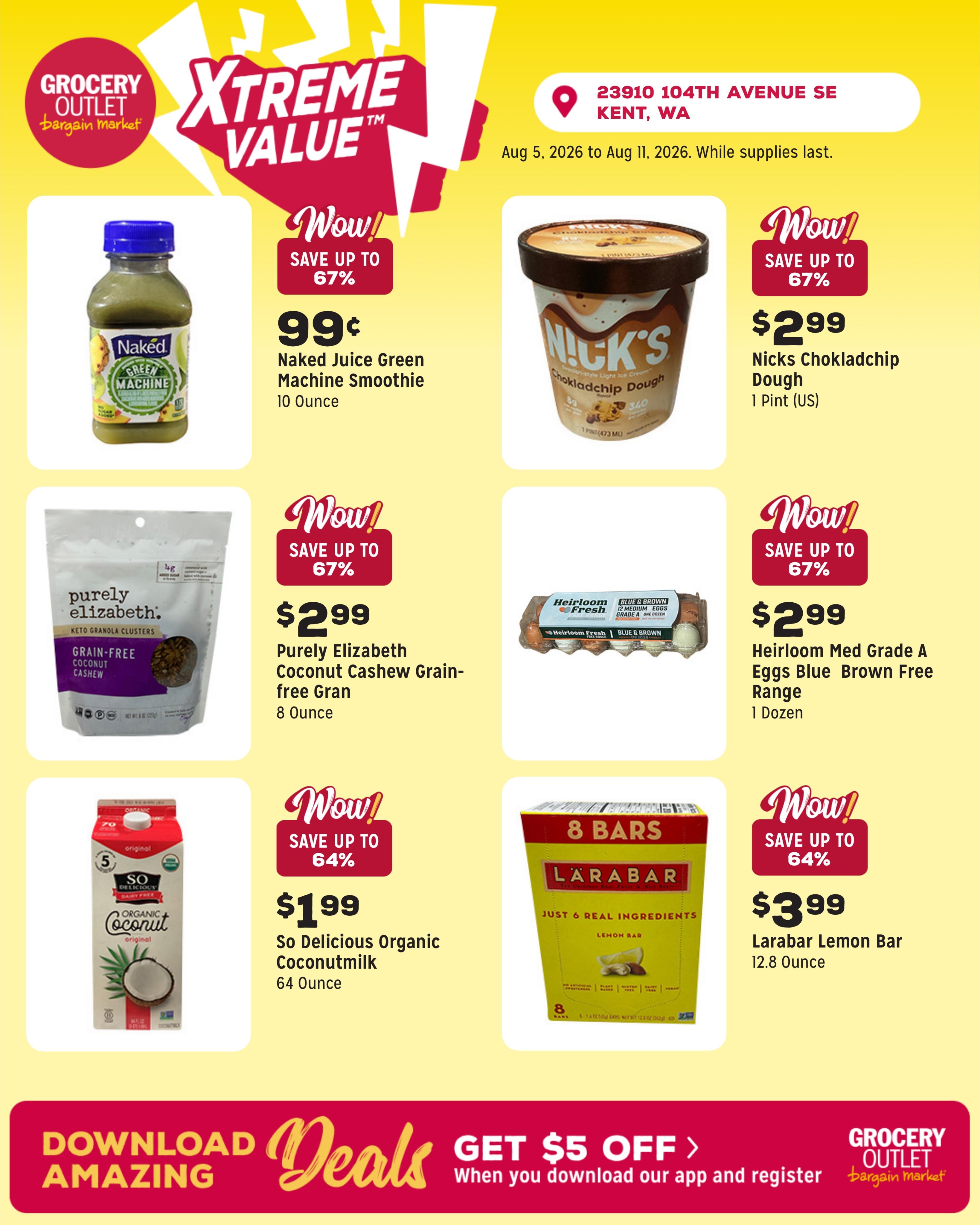 Grocery Outlet (Kent–Renton Area, WA) Weekly Ad August 5 - 11, 2026